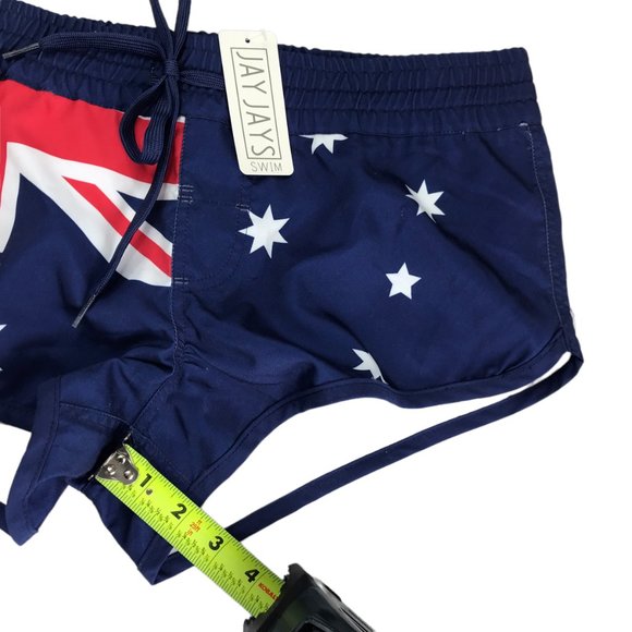 New NWT Swim JAYJAYS Shorts Cheeky Blue Red White Australian Aussie Flag Size S - Picture 6 of 11